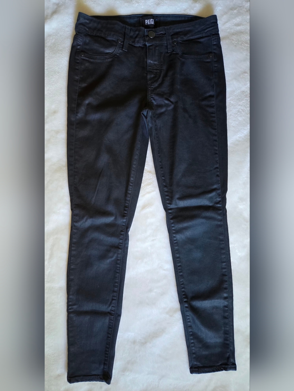 PAIGE Verdugo Petite Ultra Skinny Jeans - Coated Black Luxe